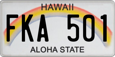 HI license plate FKA501
