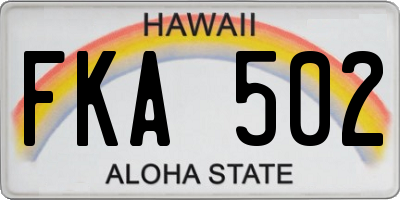 HI license plate FKA502