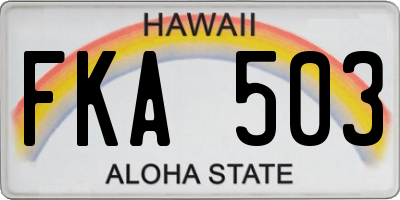 HI license plate FKA503