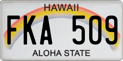 HI license plate FKA509