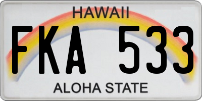 HI license plate FKA533