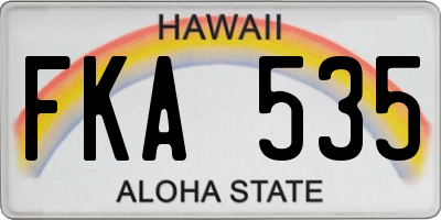 HI license plate FKA535