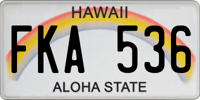 HI license plate FKA536
