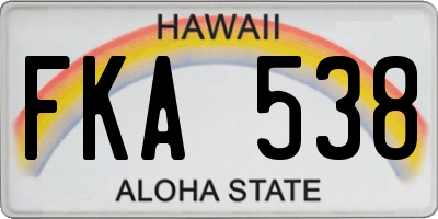HI license plate FKA538