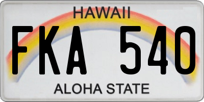 HI license plate FKA540
