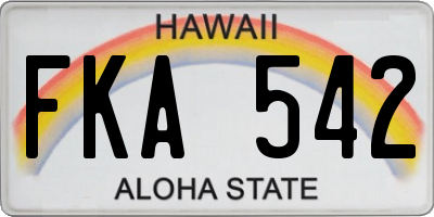 HI license plate FKA542