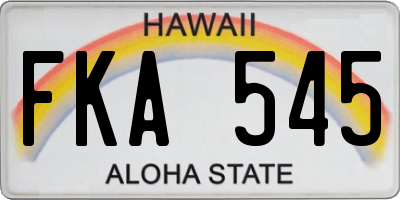 HI license plate FKA545