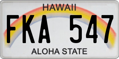HI license plate FKA547
