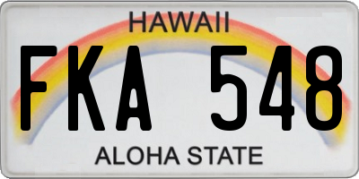 HI license plate FKA548