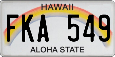 HI license plate FKA549