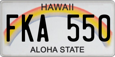 HI license plate FKA550