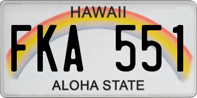 HI license plate FKA551