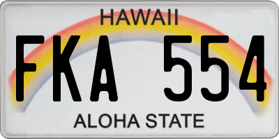 HI license plate FKA554
