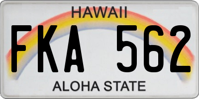 HI license plate FKA562