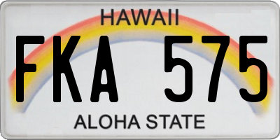 HI license plate FKA575