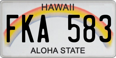 HI license plate FKA583