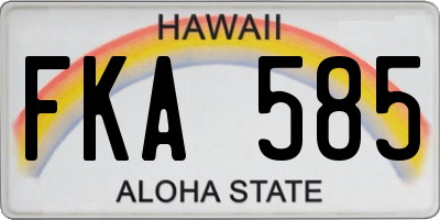 HI license plate FKA585