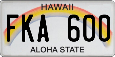 HI license plate FKA600