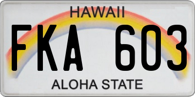 HI license plate FKA603