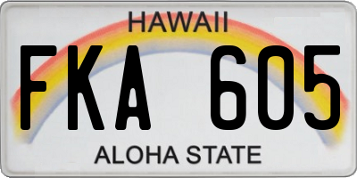 HI license plate FKA605