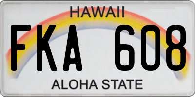HI license plate FKA608