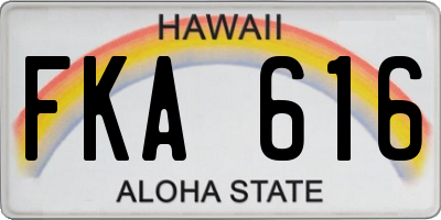 HI license plate FKA616