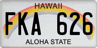 HI license plate FKA626