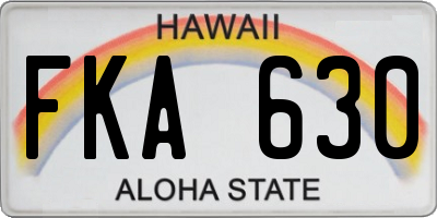 HI license plate FKA630