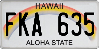 HI license plate FKA635