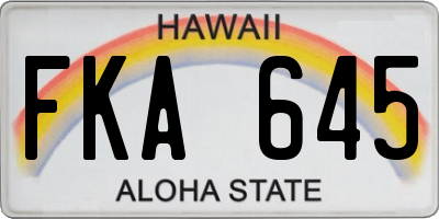 HI license plate FKA645