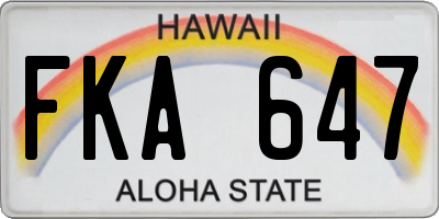 HI license plate FKA647