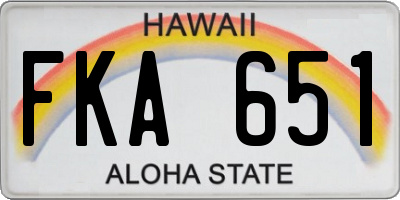 HI license plate FKA651