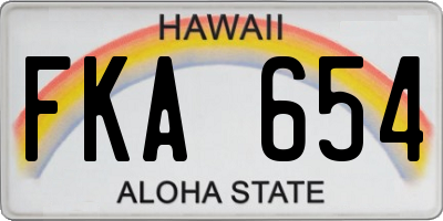 HI license plate FKA654