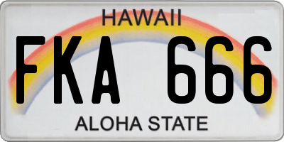 HI license plate FKA666