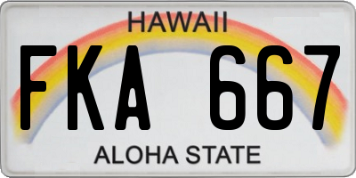HI license plate FKA667