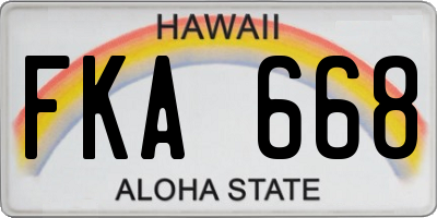 HI license plate FKA668
