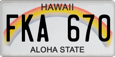 HI license plate FKA670