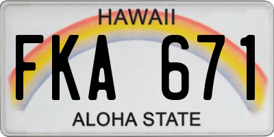 HI license plate FKA671
