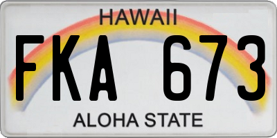 HI license plate FKA673