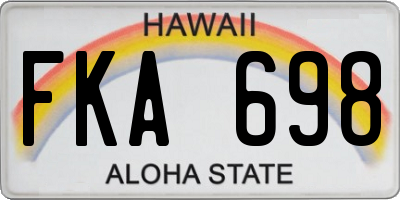 HI license plate FKA698