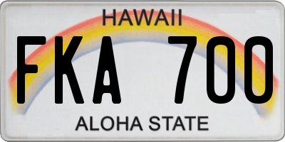 HI license plate FKA700