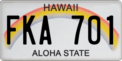 HI license plate FKA701