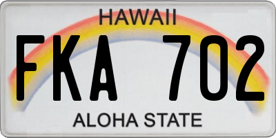 HI license plate FKA702