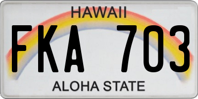HI license plate FKA703