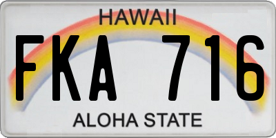 HI license plate FKA716