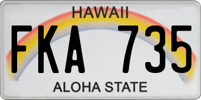 HI license plate FKA735