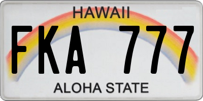 HI license plate FKA777