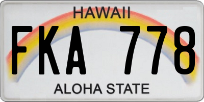 HI license plate FKA778