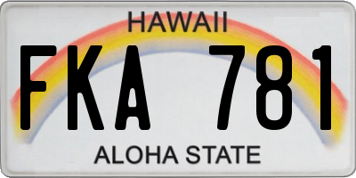 HI license plate FKA781