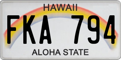 HI license plate FKA794